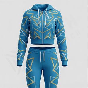 Survêtements décontractés à capuche pour femmes, imprimés en coton, manches longues, entraînement sportif, hiver, adultes, vêtements de sport, tenue élégante - Product Image 1