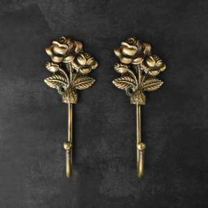 Cast Brass Rose Petal Hooks Luxury Style Wall Decor Coat And <b>Clothes</b> hanger <b>Metal</b> Hooks Set Home Decoration - Product Image 1