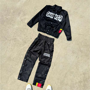 Wholesale Winter <b>Mens</b> Streetwear Eco-Friendly Solid Nylon Jogger Set Bulk Jogger Pants & Windbreaker Jacket <b>Suits</b> - Product Image 2