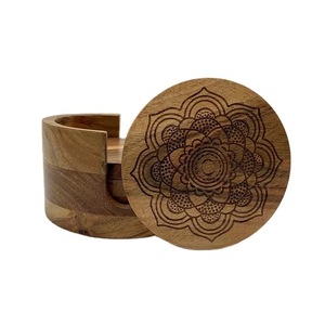 Sous-verres ronds de luxe, accessoires de table de cuisine, sous-verres en bois, tapis et coussinets pour tasses à boire - Product Image 3