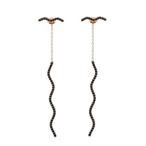 Pendientes Largos Zigzag Hechos a Mano al por Mayor en Turquía, Plata de Ley 925, Chapados en Oro, Joyería Moderna para Bodas y Fiestas - Product Image 2