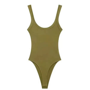 บอดี้สูทชิ้นเดียวสำหรับผู้หญิงชุดว่ายน้ำคอตตอนระบายอากาศได้ดีแขนกุดแบบลำลอง - Product Image 1