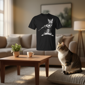 T-shirt per amanti dei gatti con gatto che suona il clarinetto, regalo per genitori e padri di gatti - Product Image 3