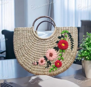 Premium Flexible Customized Straw Sea Grass Hand Woven Tote Handbag Shopping Bag <b>Wicker</b> <b>Basket</b> Women Bag Holiday Beach Bag - Product Image 5