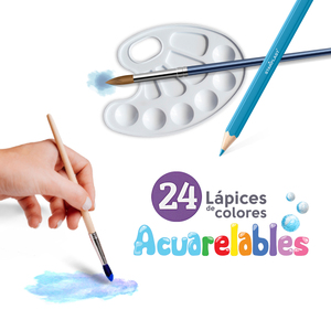 Ensemble de crayons de couleur aquarelle Starplast 24U, modèle soluble EC8449, imprimé à l'écran à partir d'ES pour une utilisation scolaire - Product Image 4