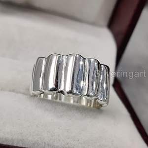 Bague pour homme, bande unie, argent, bague de méditation, bague unisexe pour Noël, anxiété, bague faite à la main, bijoux personnalisés, bague en argent massif 925 - Product Image 6