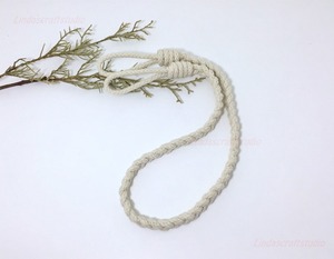 Nœud de queue de cochon nautique embrasse de corde de coton blanc naturel embrasse de porte-rideau en coton embrasses de rideau de corde - Product Image 1