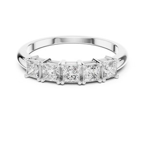 Princess Cut Moissanite Band <b>Ring</b> 925 Sterling <b>Silver</b> Bridal Fine Jewelry Wholesale Eternity <b>Stacking</b> - Product Image 5