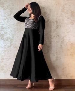 Designer Attrayant Georgette Broderie Pierre Travail Robe avec Dupatta Mariage Porter Prix de gros Ethnique Vêtement ApparelVêtement Gharara - Product Image 5