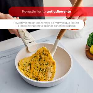 Set di pentole beige da 10 pezzi con manici rimovibili, 3 padelle, 2 casseruole, coperchi e utensili + 16 pezzi in acciaio inossidabile - Product Image 3