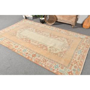 พรมขนสีเบจสีส้ม5x8ft คลาสสิกแบบดั้งเดิมลายเย็บปะติดแผ่นรองยางเหนียวสำหรับห้องนั่งเล่นหรือห้องนอน - Product Image 4