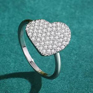 Bague en or blanc pur massif avec diamant solitaire en forme de cœur romantique, cultivé en laboratoire GIA, pour femme, bijoux de mariage en gros, cadeau - Product Image 2