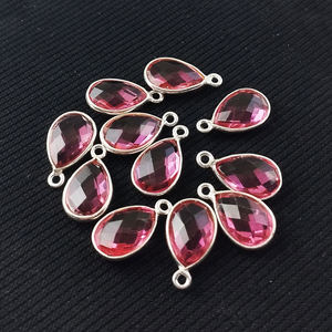 Abalorios de plata con piedras preciosas, 12x9mm, piedra natal en forma de pera, conjunto de bisel de plata de ley 925, colgante hecho a mano, abalorios de Plata de Ley 925 - Product Image 2