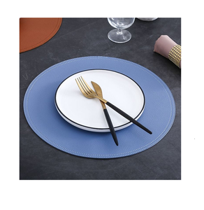 แผ่นรองจานหนังออกแบบโลโก้ได้ตามที่ต้องการแผ่นรองจานหนังทรงกลมแบบโบราณ - Product Image 5