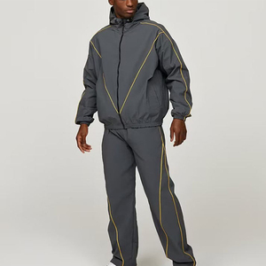 Custom Button Men's 2 Piece Set Zip Hooded Waterproof Lightweight Nylon Jacket <b>Shorts</b> Windbreaker Tracksuit Winter Streetwear - Product Image 1