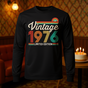 T-Shirt Vintage Edizione Limitata 1976 a Maniche Lunghe, 50 Anni, Celebrazione 50° Compleanno, T-Shirt Promozionale di Alta Qualità - Product Image 3