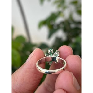 925 <b>Silver</b> Natural <b>Emerald</b> Fashionable Floral Design Adjustable Gold-Plated Inlay <b>Ring</b> Classic Engagement <b>Ring</b> for All Occasions - Product Image 5