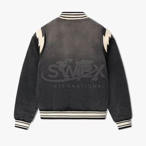 Veste d'hiver en jean de style universitaire en gros, service OEM, nouveau design, personnalisez votre propre veste d'hiver en jean de style universitaire - Product Image 2