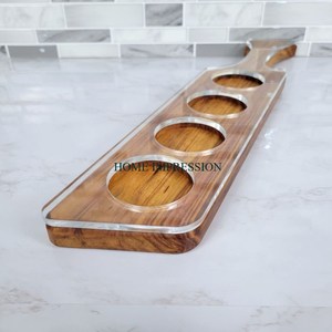 Wine Holder Decorative Wooden Made Modern Design Home Hotel Desktop Decoration Four Glass Display Wine Holder <b>Shelving</b> <b>Unit</b> - Product Image 1