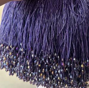 Green Beaded <b>Fringe</b> <b>Trim</b> Heavy Tassel Drips Beads Trimming for Carnival - Product Image 2