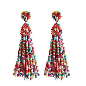 Eco-Friendly <b>Glass</b> Seed Bead Drop Earrings Intricate Embroidery Design Fashion Beaded Earrings for Women and <b>Girls</b> - Product Image 1