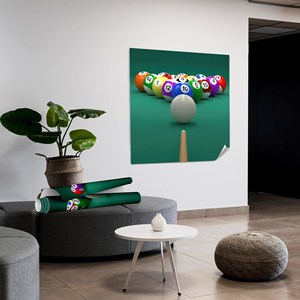 Obra de arte impresa en lienzo: decoración de pared de vidrio templado con bolas de billar, lienzo enrollado de 1 pie - Product Image 1