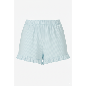 Shorts Casuales de Mujer al por Mayor, de Cintura Alta, Tejido Acanalado, con Dobladillo con Volantes, Cintura Elástica, Ajuste Relajado, Transpirables y de Secado Rápido - Product Image 1