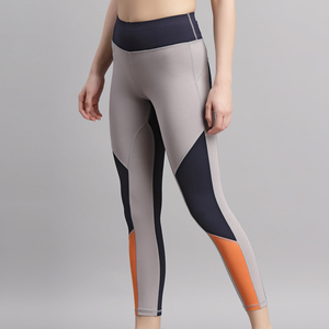 Leggings de yoga taille haute bicolores avec coutures contrastées, pantalon long en Spandex/Nylon extensible dans les quatre sens, bande latérale, écologique - Product Image 3