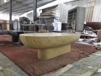 SHIHUI personnalisé Simple moderne table basse en pierre naturelle travertin Beige avec finition de surface polie salon meubles d'hôtel