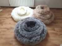Lit pour animaux de compagnie XL en peau de mouton véritable pour chiens/chats en laine de qualité supérieure avec motif solide Lits pour chats confortables et respirants