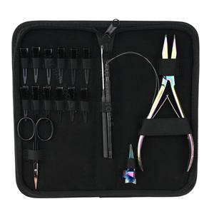 Kit d'outils pour extensions de cheveux tout-en-un, pinces à sertir plates, sertisseuse à perles, ciseaux à cheveux rapides, aiguilles courbées, pinces de sectionnement - Product Image 6