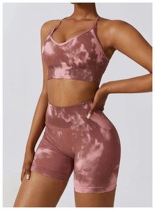 Custom Women Gym Workout Clothes Yoga <b>Set</b> <b>Tie</b> <b>Dye</b> Print 2 Piece <b>Sets</b> Female Outfits Sport Active Wear - Product Image 3