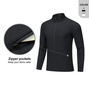 Men's Breathable Polyester Sports <b>Jackets</b> Solid Outdoor <b>Workout</b> Coat with Zipper & Stand Collar Thin Running Sportswear - Product Image 4