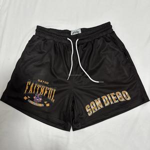 Pantalones cortos de verano, pantalones cortos de playa impermeables personalizados, pantalones cortos estampados con letras sólidas con cordón, pantalones cortos de nailon de malla para hombre para la temporada de verano - Product Image 5