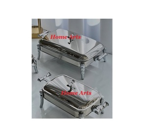 Lot de 2 chauffe-plats de différentes tailles en acier inoxydable couleur argent chauffe-plats pour hôtel - Product Image 1