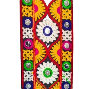 Multi Threads Plastic Mirror Embroidery Lace Trim 75mm Indian Pakistan Dress Sarees and Suits Deals in Wholesale - Product Image 1