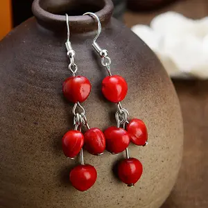 Boucles d'oreilles en bois de santal rouge, bijoux à la mode de Style hawaïen je-w003, boucles d'oreilles en bois de santal rouge naturel