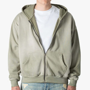 Durable 100% Cotton <b>Men's</b> Zip-Up <b>Fleece</b> <b>Hoodie</b> Comfortable Winter Casual Activities Everyday Wear OEM Customizable 2 Pcs - Product Image 2