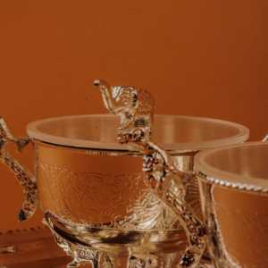 Handmade German Silver Plated Peacock <b>Elephant</b> Bowl Luxury Oriental Decoration Polished and Handmade Wedding Gift Set of 3 - Product Image 5