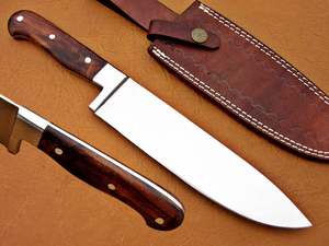 Juego de cuchillos de cocina de acero al carbono personalizados hechos a mano, cuchillo de corte de verduras de Chef de alta calidad, hoja de Damasco, vaina de cuero, carne - Product Image 2