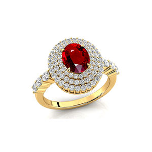 Bagues de fiançailles de mariée fines en or massif 18 carats ornées de pierres précieuses rubis de naissance de juillet naturel et de diamants pavés véritables OEM en vrac - Product Image 2