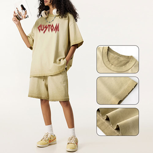 T-shirts en coton 100% 350 GSM surdimensionnés avec motif pierre minérale, logo vintage délavé, personnalisables, style streetwear, vierges, vente en gros - Product Image 4