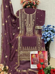 Vêtements prêts à porter de style pakistanais, nouveau tissu en faux georgette de designer, brodé, multicolores, taille longue, salwar traditionnel pour les fêtes - Product Image 6