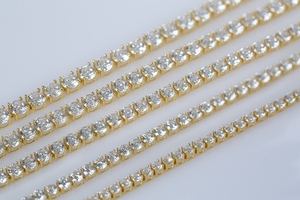 Bracelet tennis classique en or jaune 2,5 mm, serti de diamants ronds, unisexe, pour usage quotidien, en argent sterling 925, fabrication turque - Product Image 3