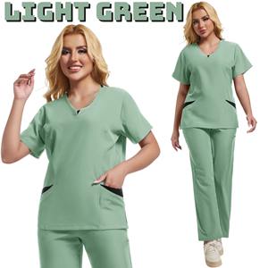 Uniformes de gommage en coton à ouverture zippée pour femmes vêtements de travail d'infirmière avec col haut Spa vétérinaire salopette de médecin vêtements de travail - Product Image 4