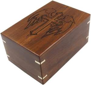 Urnes en bois pour cendres humaines adulte mâle femme croix avec ailes d'ange urnes gravées pour cendres fabriquées à la main funérailles en palissandre - Product Image 3