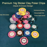Jetons de poker professionnels pour tournoi, 14g, en argile véritable tricolore, 40mm, avec autocollant personnalisé, pour jeux de casino, directement de l'usine