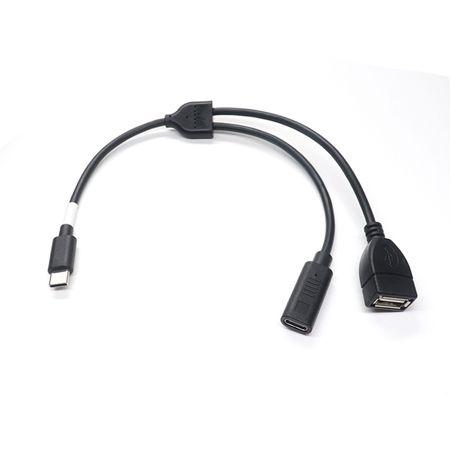 USB 2.0 Type-C Male to Female USB-A Female Y Splitter Charging Cable with OTG Function Pure Copper Conductor for Camera Computer