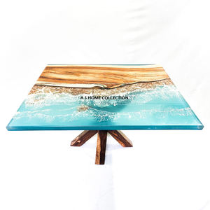 Juego de 2 Mesas de Resina Chapadas en Oro, Material de Acero Inoxidable, Diseño Moderno Nórdico Creativo y Lujoso - Product Image 4