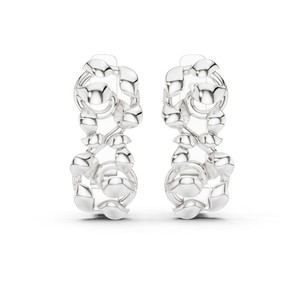 925 <b>Sterling</b> <b>Silver</b> Organic Cluster <b>Stud</b> Earrings Textured Multi-Lobe Polished Finish - Product Image 2